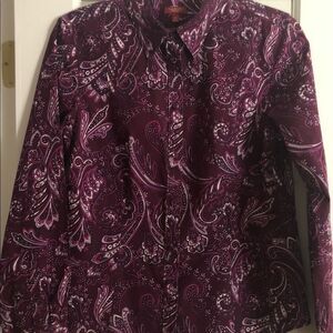 Talbots Burgundy/white paisley blouse